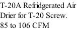 T-20A Refridgerated Air  Drier for T-20 Screw.  85 to 106 CFM